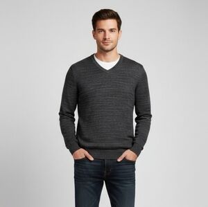 Perry Ellis Charcoal V-Neck Sweater